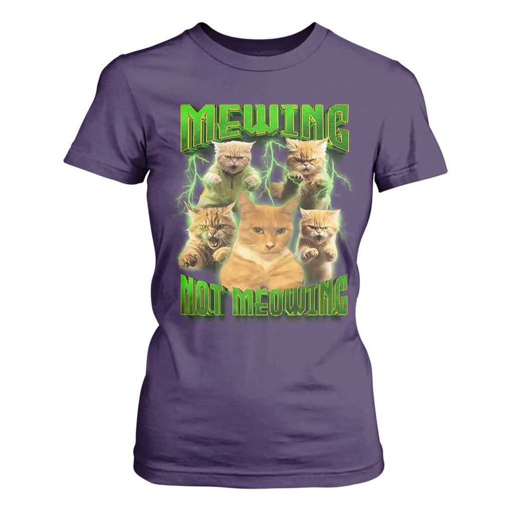 Funny Cat Meme Mewing Not Meowing T Shirt For Women TS09 Purple Print Your Wear