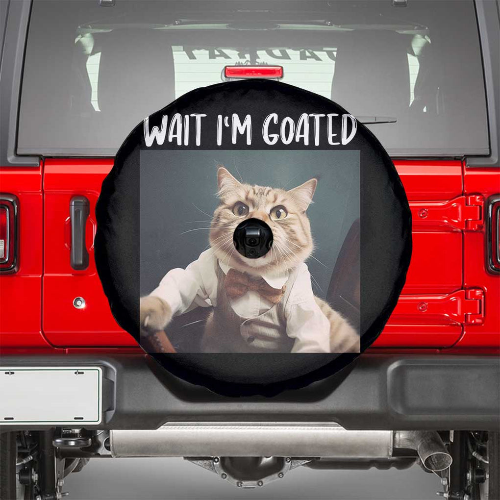 Funny Meme Cat Spare Tire Cover Wait I'm Goat TS09 Black Print Your Wear