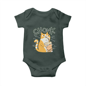 Funny Fat Cat Baby Onesie Chonk Drinking Bubble Tea TS09 Print Your Wear