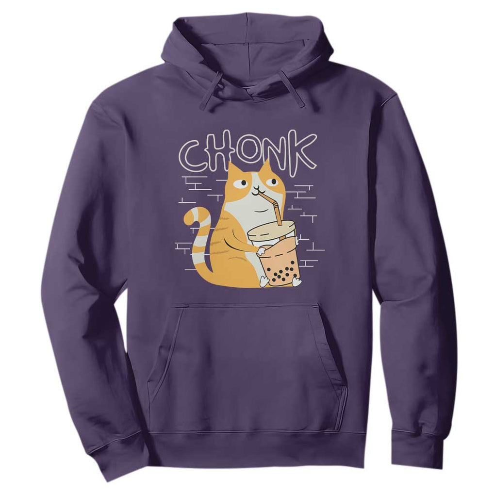 Funny Fat Cat Hoodie Chonk Drinking Bubble Tea TS09 Purple Print Your Wear