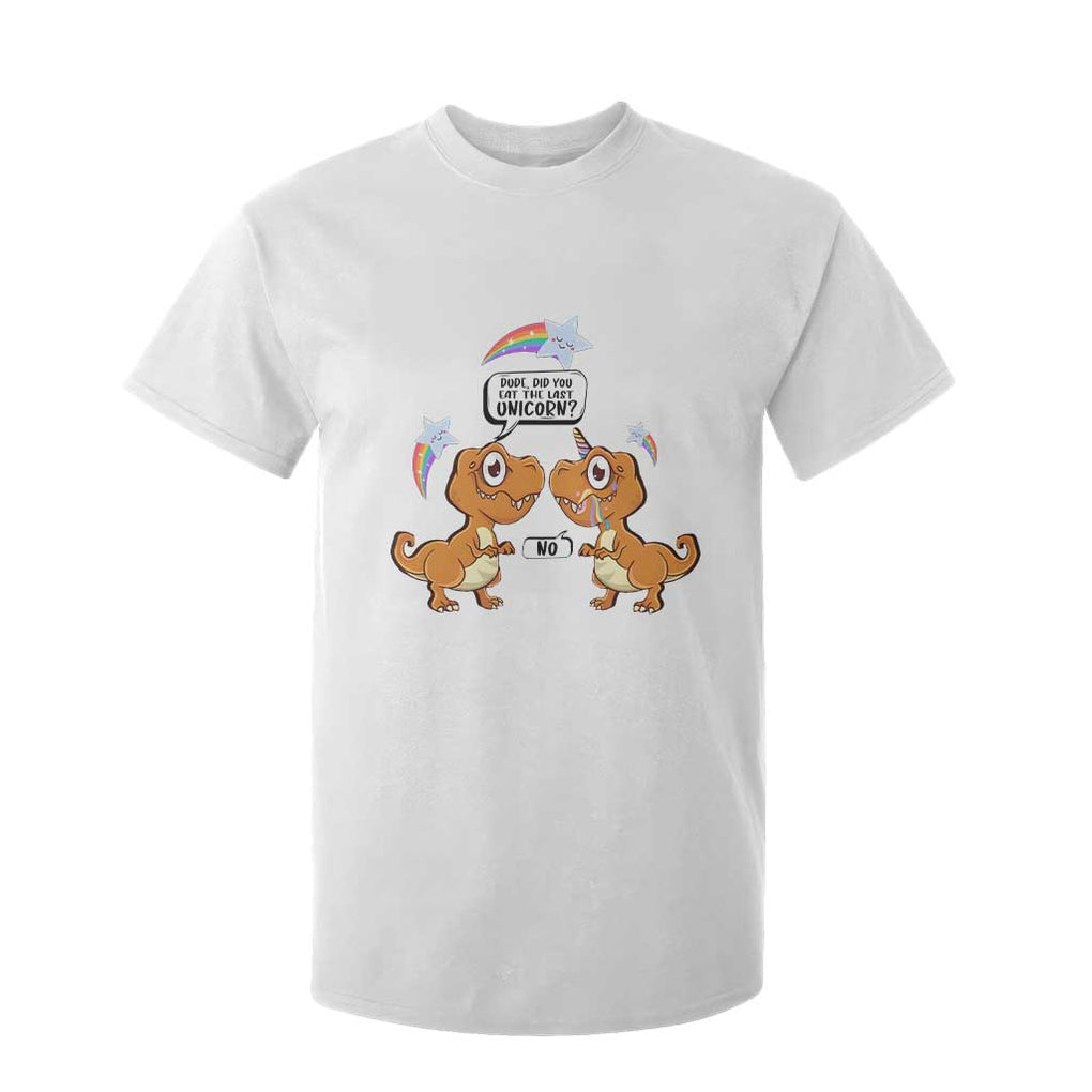 Funny Dinosaur Eat The Last Unicorn T Shirt For Kid TS09 White Print Your Wear