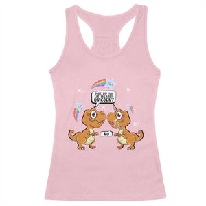 Funny Dinosaur Eat The Last Unicorn Racerback Tank Top TS09 Light Pink Print Your Wear