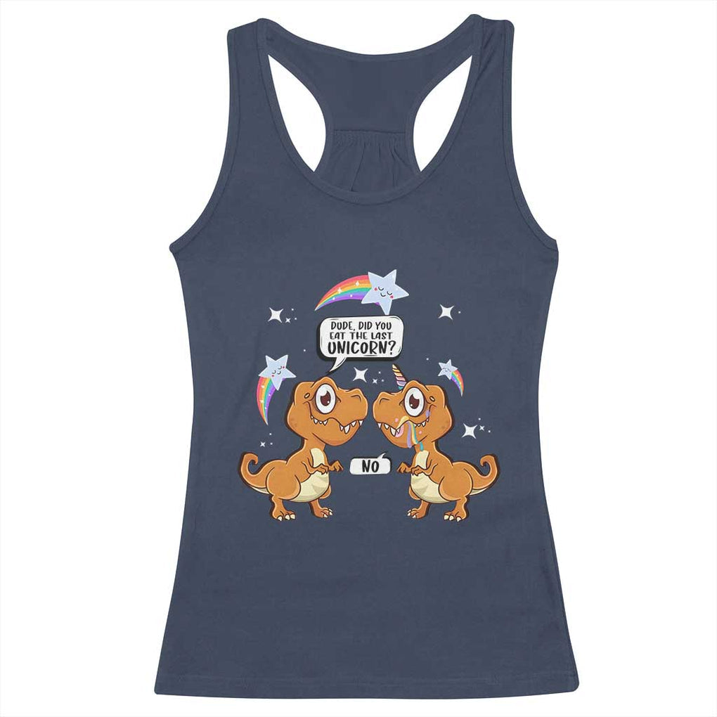 Funny Dinosaur Eat The Last Unicorn Racerback Tank Top TS09 Navy Print Your Wear