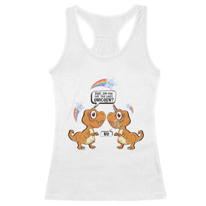 Funny Dinosaur Eat The Last Unicorn Racerback Tank Top TS09 White Print Your Wear