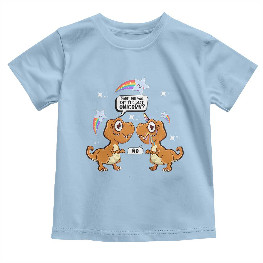 Funny Dinosaur Eat The Last Unicorn Toddler T Shirt TS09 Light Blue Print Your Wear