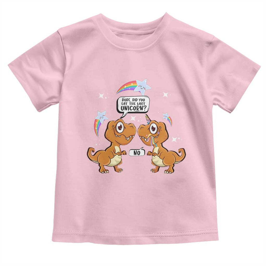 Funny Dinosaur Eat The Last Unicorn Toddler T Shirt TS09 Light Pink Print Your Wear