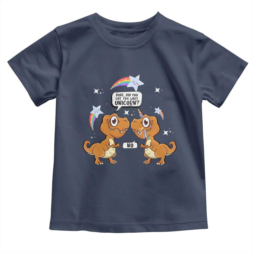 Funny Dinosaur Eat The Last Unicorn Toddler T Shirt TS09 Navy Print Your Wear