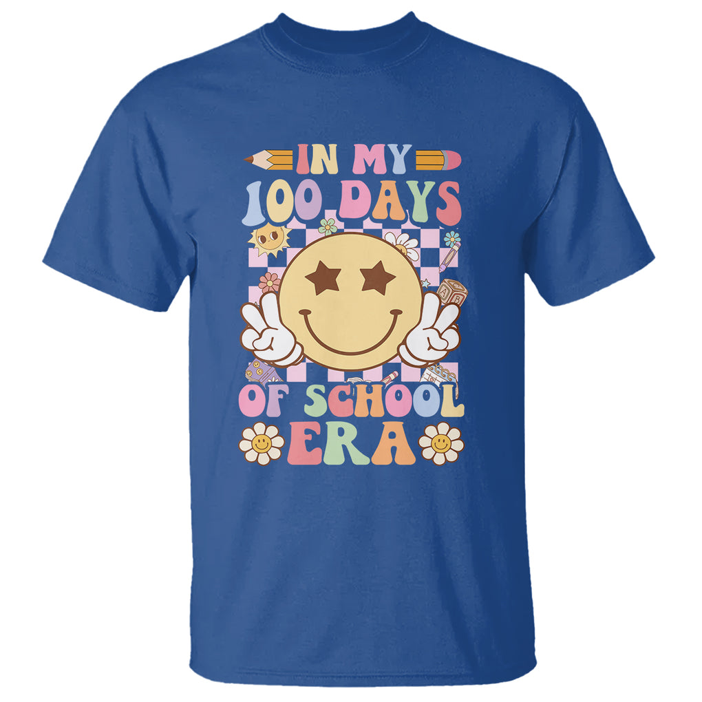 In My 100 Days Of School Era Retro Groovy T Shirt TS09 Royal Blue Printyourwear