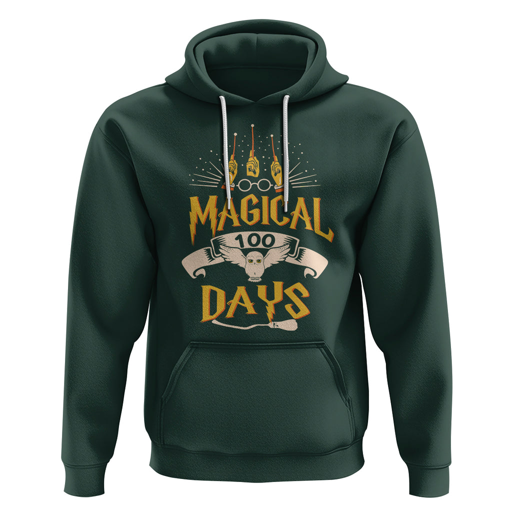 Magical 100 Days Of School Magic Owl Hoodie TS09 Dark Forest Green Printyourwear
