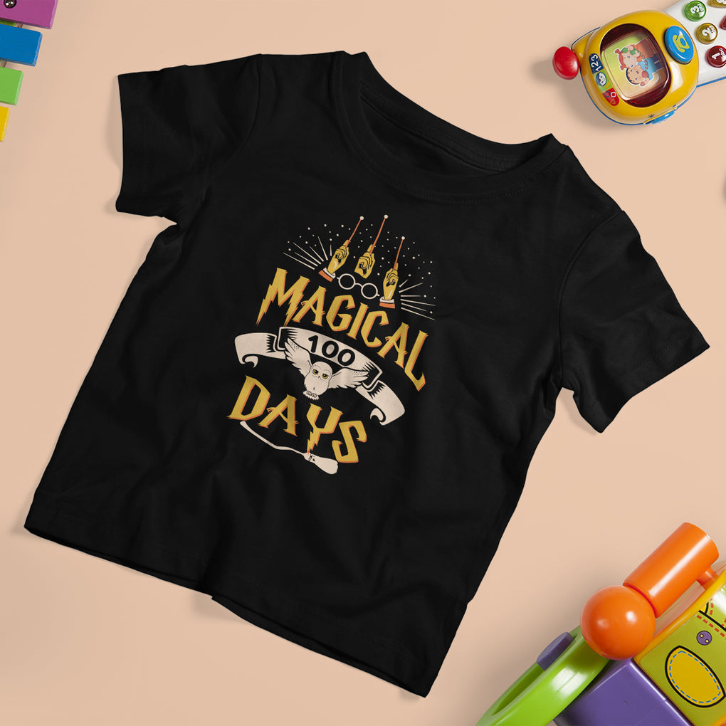 Magical 100 Days Of School Magic Owl T Shirt For Kid TS09 Black Printyourwear