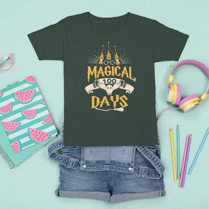 Magical 100 Days Of School Magic Owl T Shirt For Kid TS09 Dark Forest Green Printyourwear