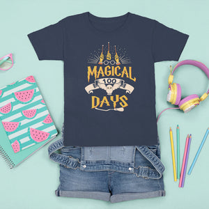 Magical 100 Days Of School Magic Owl T Shirt For Kid TS09 Navy Printyourwear