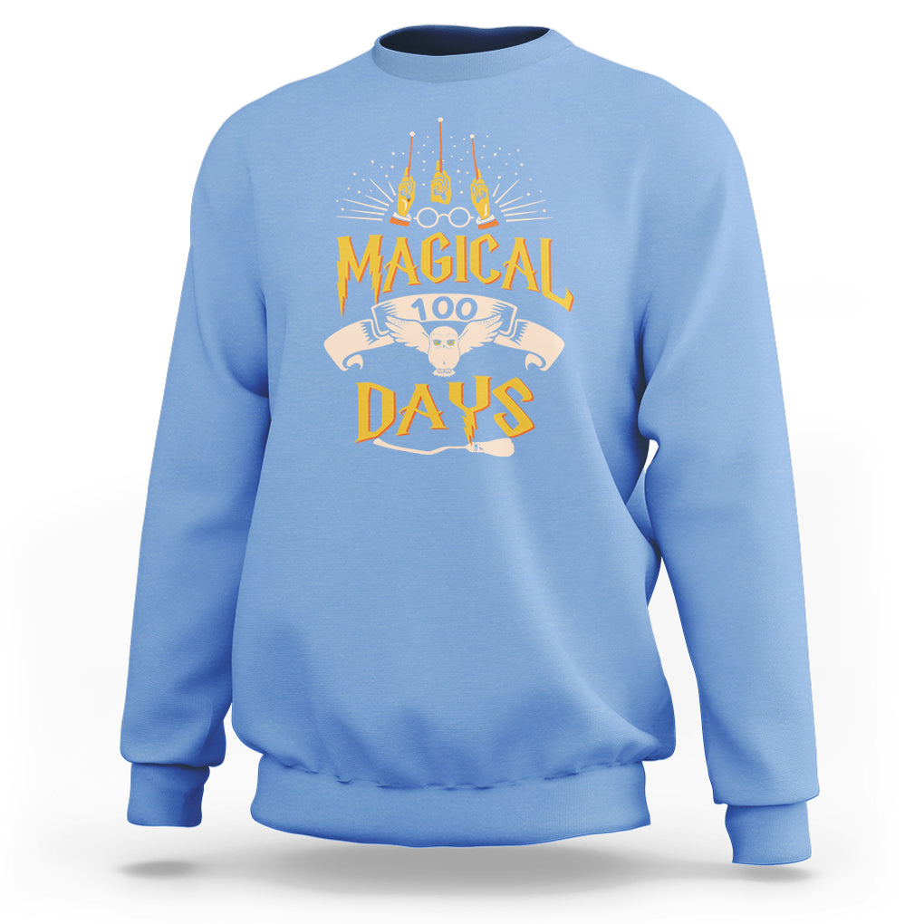 Magical 100 Days Of School Magic Owl Sweatshirt TS09 Carolina Blue Printyourwear