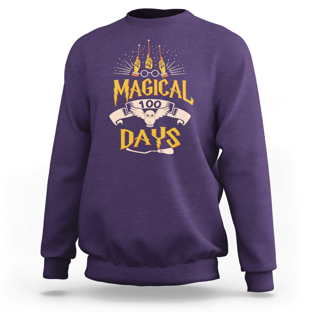 Magical 100 Days Of School Magic Owl Sweatshirt TS09 Purple Printyourwear
