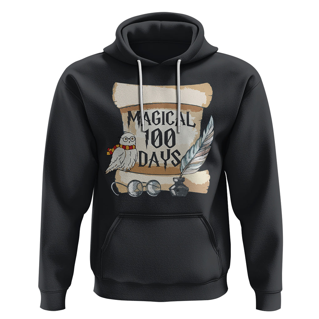 Magical 100 Days Of School Vintage Letter Magic Owl Hoodie TS09 Black Printyourwear
