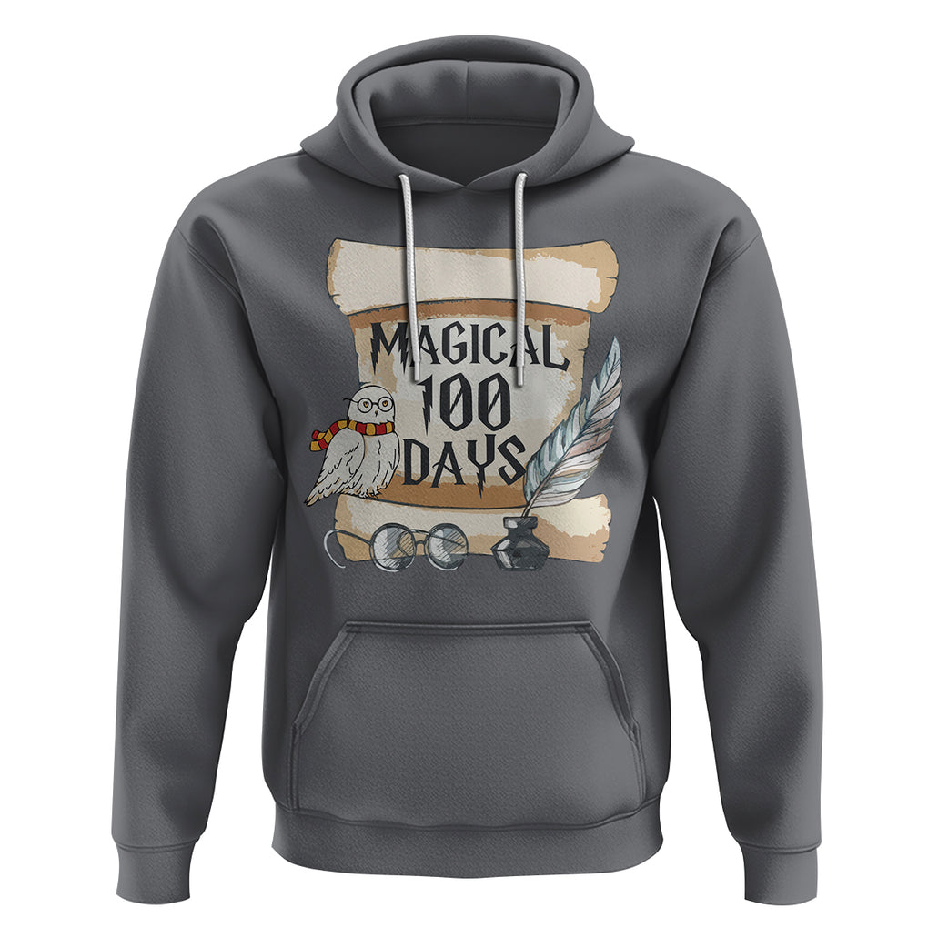 Magical 100 Days Of School Vintage Letter Magic Owl Hoodie TS09 Charcoal Printyourwear