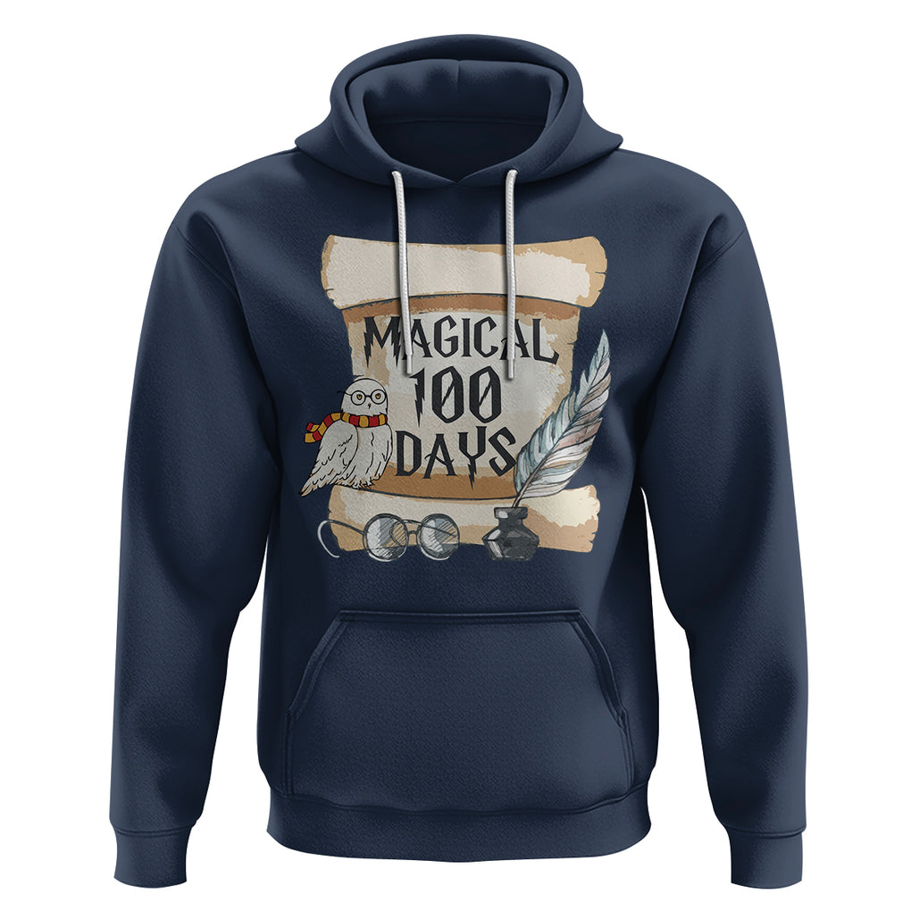 Magical 100 Days Of School Vintage Letter Magic Owl Hoodie TS09 Navy Printyourwear