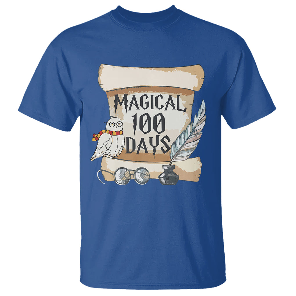 Magical 100 Days Of School Vintage Letter Magic Owl T Shirt TS09 Royal Blue Printyourwear