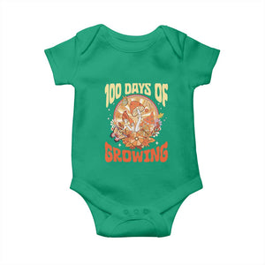100th Day Of School Teacher Baby Onesie 100 Days Of Growing Retro Groovy Mushroom TS09 Irish Green Print Your Wear