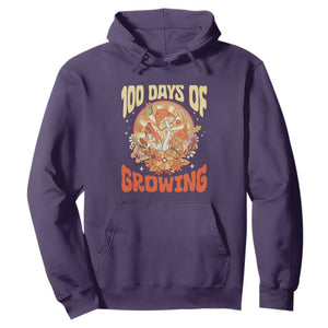 100th Day Of School Teacher Hoodie 100 Days Of Growing Retro Groovy Mushroom TS09 Purple Print Your Wear
