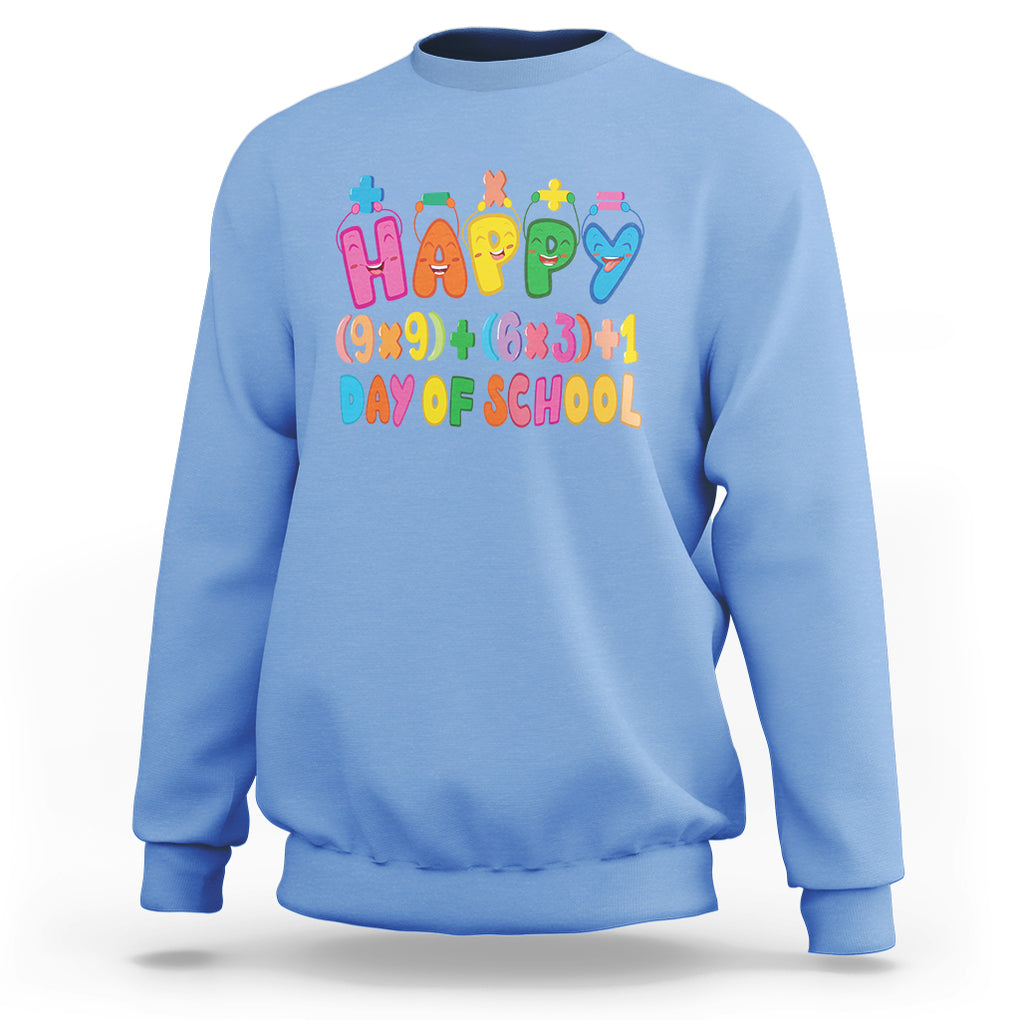 Math Formula 100 Days Of School Funny Math Teacher Sweatshirt TS09 Carolina Blue Printyourwear