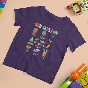 God Says I Am 100 Days Of School Christ T Shirt For Kid TS09 Purple Printyourwear