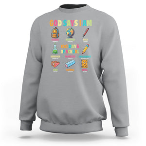 God Says I Am 100 Days Of School Christ Sweatshirt TS09 Sport Gray Printyourwear
