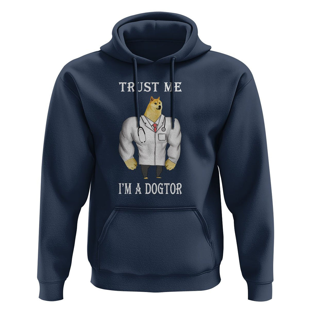 Funny Dog Hoodie Trust Me I'm A Dogtor Dog Doctor TS09 Navy Printyourwear
