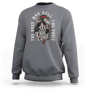 Plague Doctor Sweatshirt The Ones Who Sell the Panic Sell the Cure TS09 Charcoal Printyourwear