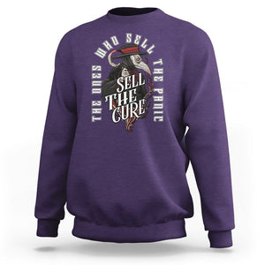 Plague Doctor Sweatshirt The Ones Who Sell the Panic Sell the Cure TS09 Purple Printyourwear