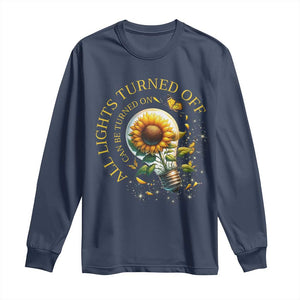 Mental Health Motivation Quote Long Sleeve Shirt All Lights Turned Off Can Be Turned On TS09 Navy Print Your Wear