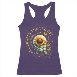 Mental Health Motivation Quote Racerback Tank Top All Lights Turned Off Can Be Turned On TS09 Purple Print Your Wear