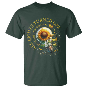 Mental Health Motivation Quote T Shirt All Lights Turned Off Can Be Turned On TS09 Dark Forest Green Print Your Wear