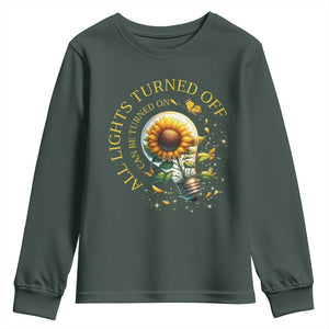 Mental Health Motivation Quote Youth Sweatshirt All Lights Turned Off Can Be Turned On TS09 Dark Forest Green Print Your Wear