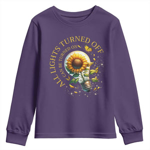 Mental Health Motivation Quote Youth Sweatshirt All Lights Turned Off Can Be Turned On TS09 Purple Print Your Wear