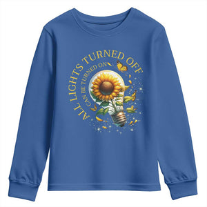 Mental Health Motivation Quote Youth Sweatshirt All Lights Turned Off Can Be Turned On TS09 Royal Blue Print Your Wear