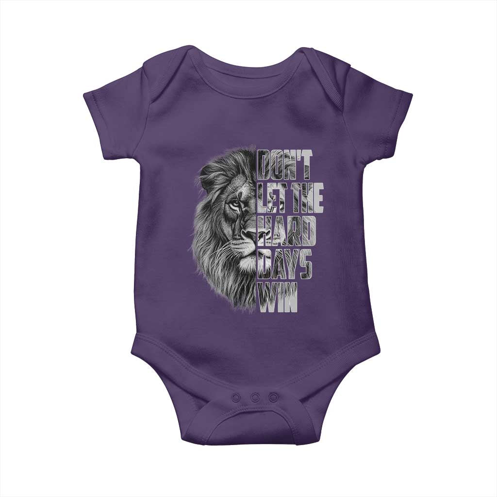 Don't Let the Hard Days Win Baby Onesie Lion Power Mental Health Warrior TS09 Purple Print Your Wear