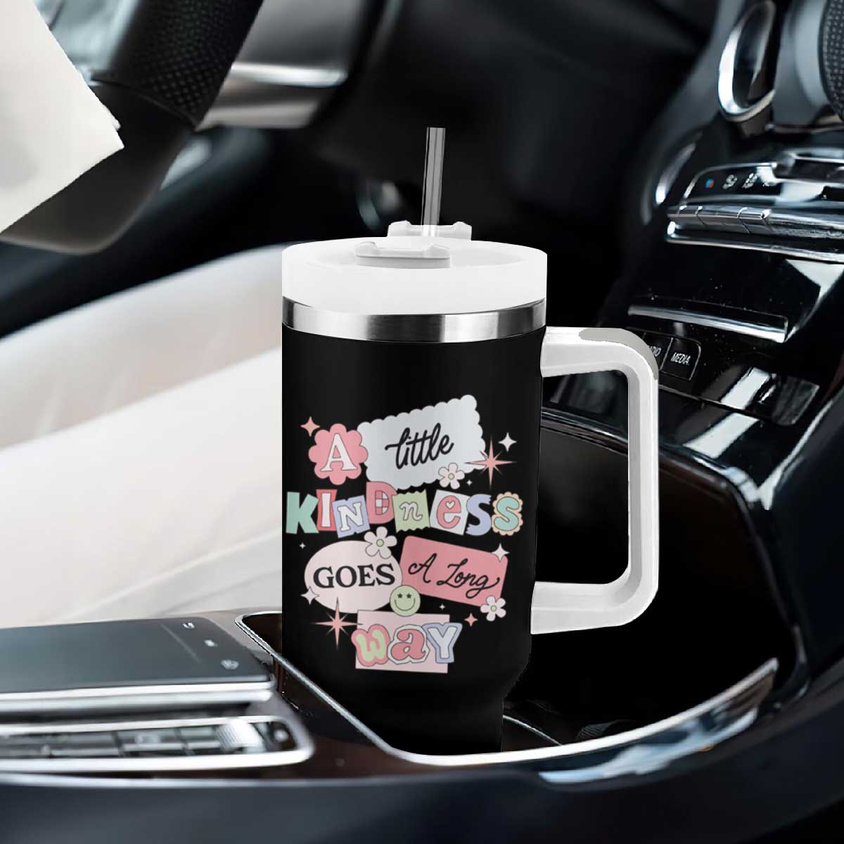 Inspirational A Little Kindness Goes A Long Way Tumbler With Handle TS09 Print Your Wear