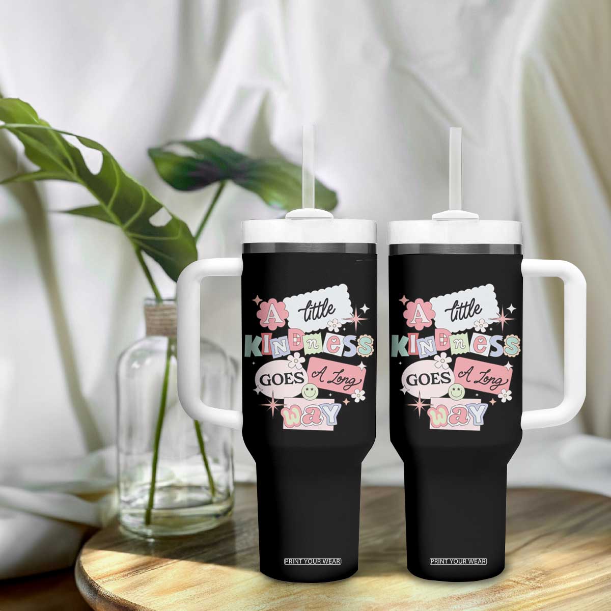 Inspirational A Little Kindness Goes A Long Way Tumbler With Handle TS09 Print Your Wear