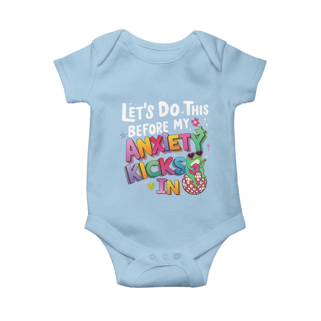 Funny Frog Let's Do This Before My Anxiety Kicks In Baby Onesie TS09 Light Blue Print Your Wear