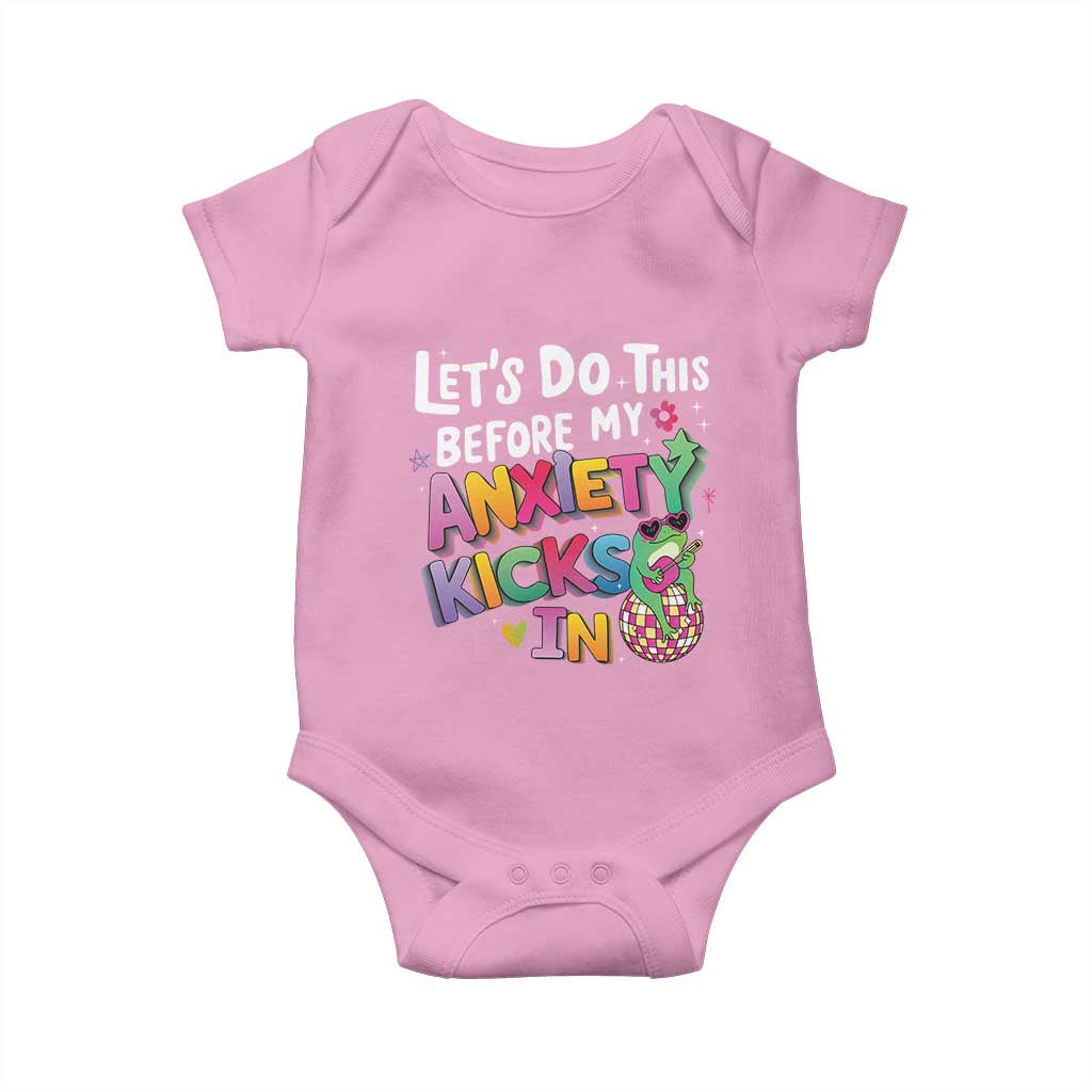 Funny Frog Let's Do This Before My Anxiety Kicks In Baby Onesie TS09 Light Pink Print Your Wear
