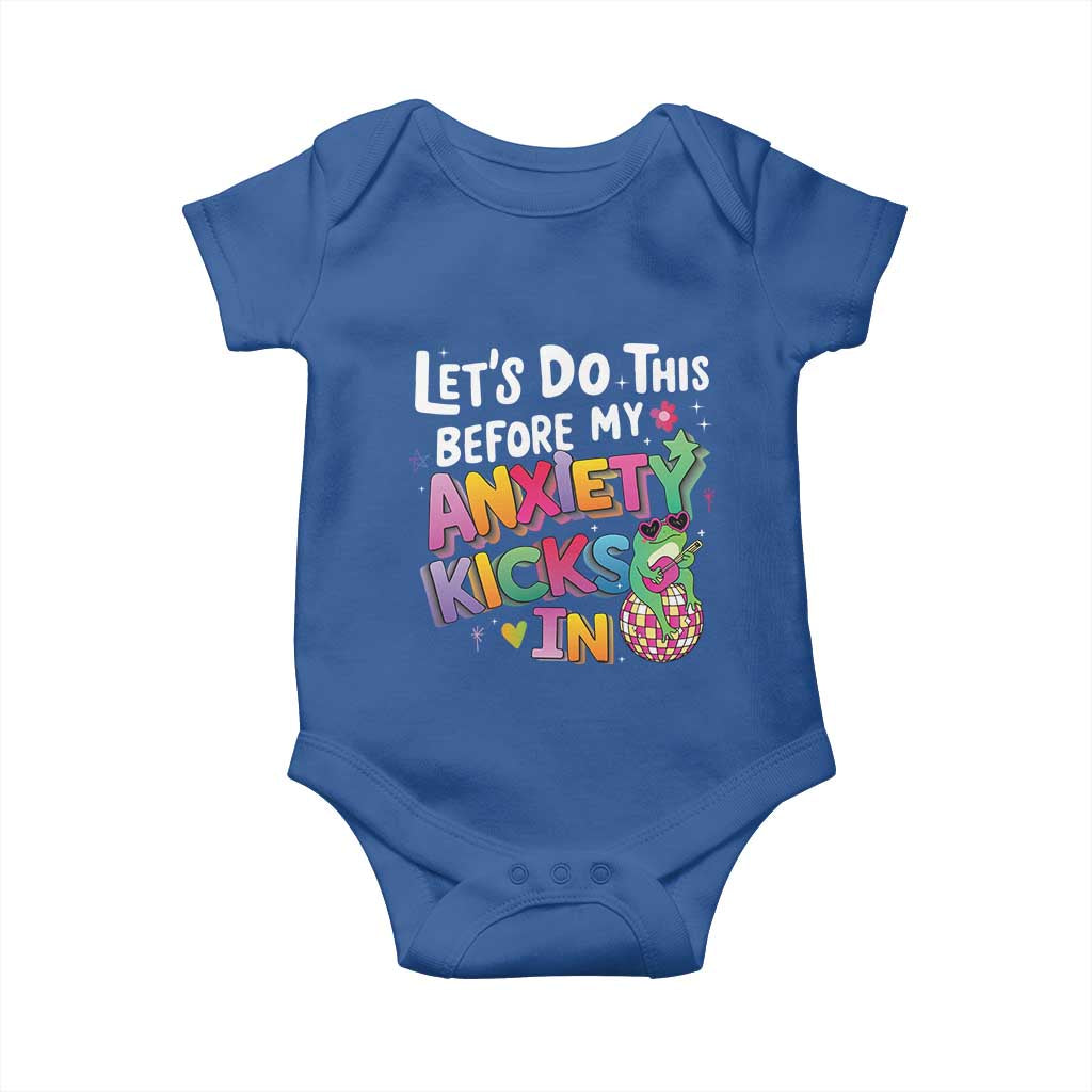 Funny Frog Let's Do This Before My Anxiety Kicks In Baby Onesie TS09 Royal Blue Print Your Wear