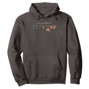 Inspirational Quote Hoodie Give Yourself Time Butterfly Motivational TS09 Dark Chocolate Print Your Wear