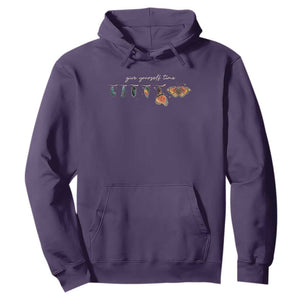 Inspirational Quote Hoodie Give Yourself Time Butterfly Motivational TS09 Purple Print Your Wear