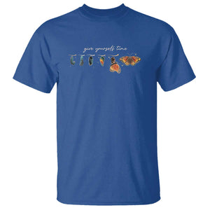 Inspirational Quote T Shirt Give Yourself Time Butterfly Motivational TS09 Royal Blue Print Your Wear