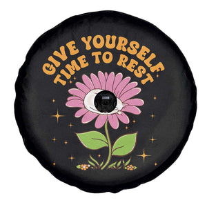 Give Yourself Time To Rest Spare Tire Cover Cute Cat Sleep Mental Health TS09 Print Your Wear