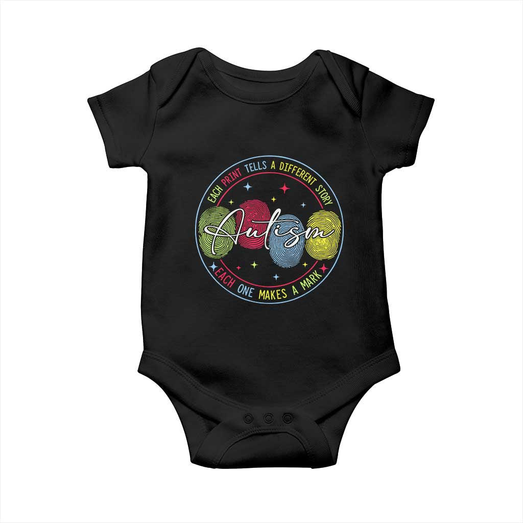 Autism Baby Onesie Fingerprint Autism Each Print Tells A Different Story TS09 Black Print Your Wear