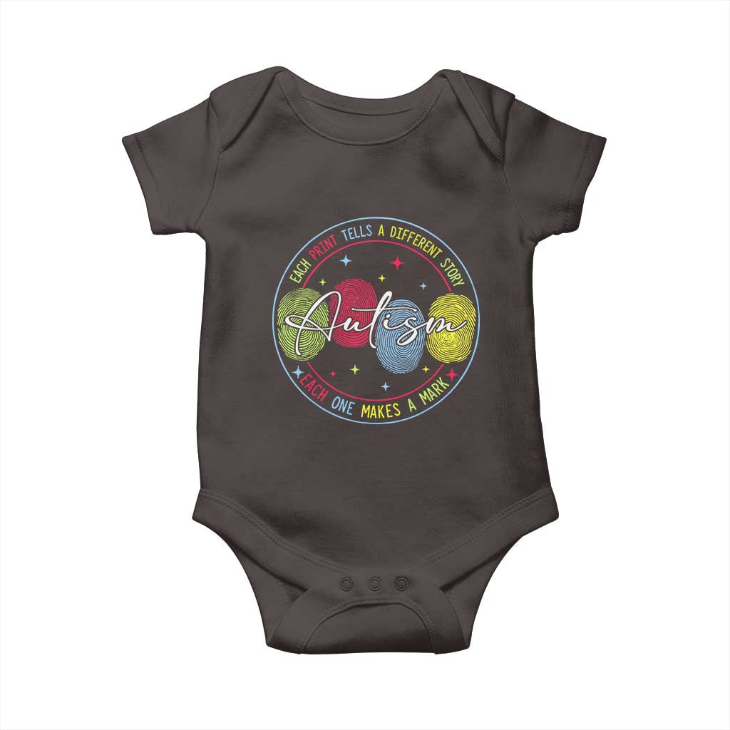 Autism Baby Onesie Fingerprint Autism Each Print Tells A Different Story TS09 Dark Chocolate Print Your Wear