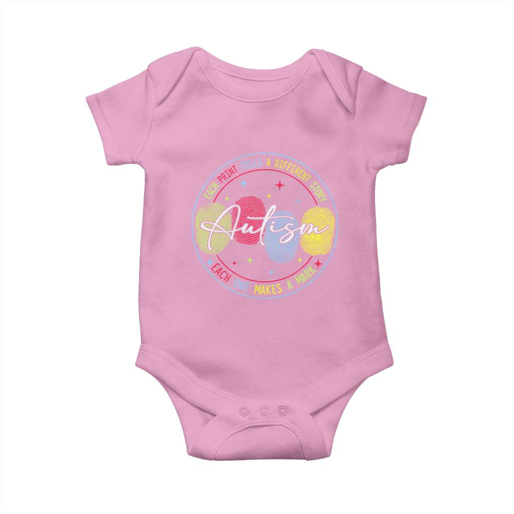 Autism Baby Onesie Fingerprint Autism Each Print Tells A Different Story TS09 Light Pink Print Your Wear