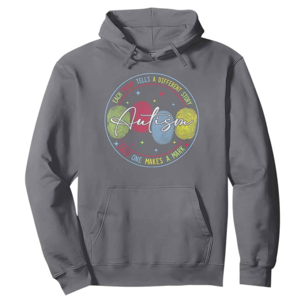 Autism Hoodie Fingerprint Autism Each Print Tells A Different Story TS09 Charcoal Print Your Wear